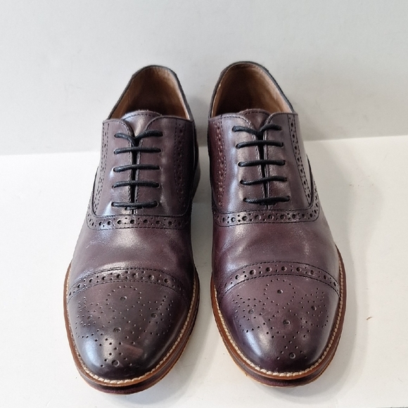 Johnston & Murphy Burgundy Italian Calfskin Conard Preppy Wingtip Oxfords Size 8 - Picture 1 of 12